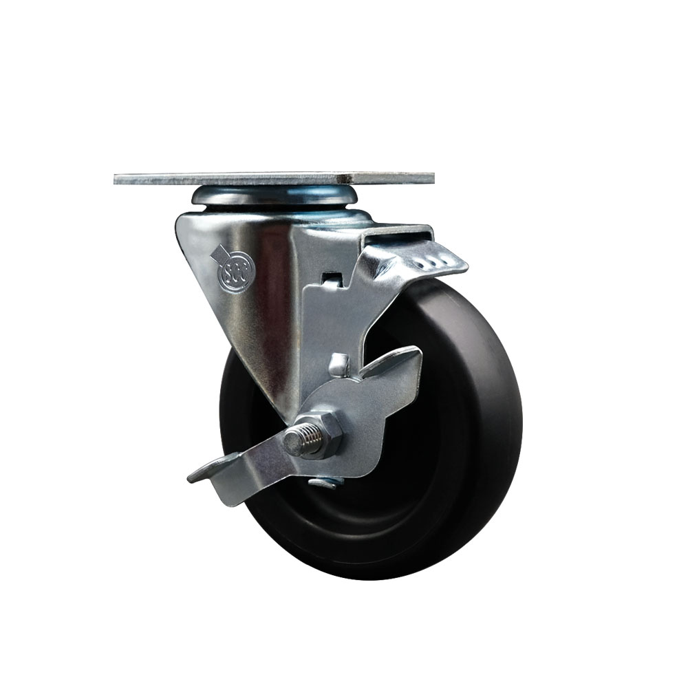 109RA35 RA-35 Advance Tabco 4 Inch Swivel Caster with Brake - CR10-162M-X CR10-54 CR10-72-X CRPL10-54 CRPL10-72-X Advance Tabco Can Rack-Light Duty Replacement- Polyolefin Wheel - Service Caster Brand — photo 1