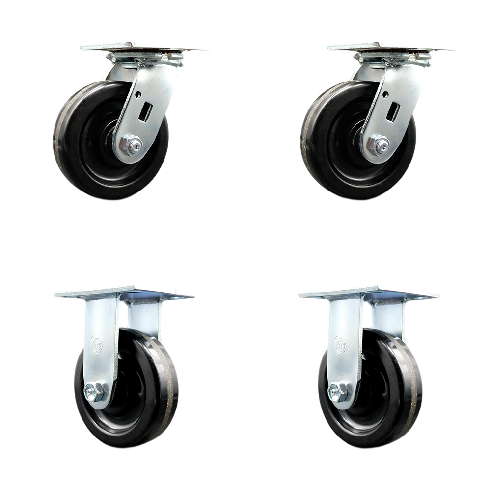 Albion Industries 16TM05101S 16TM05101R Replacement Swivel Caster Set of 4 - 5 Inch Black Phenolic Wheels - 600 lbs. Capacity Per Caster - Service Caster Brand — photo 1
