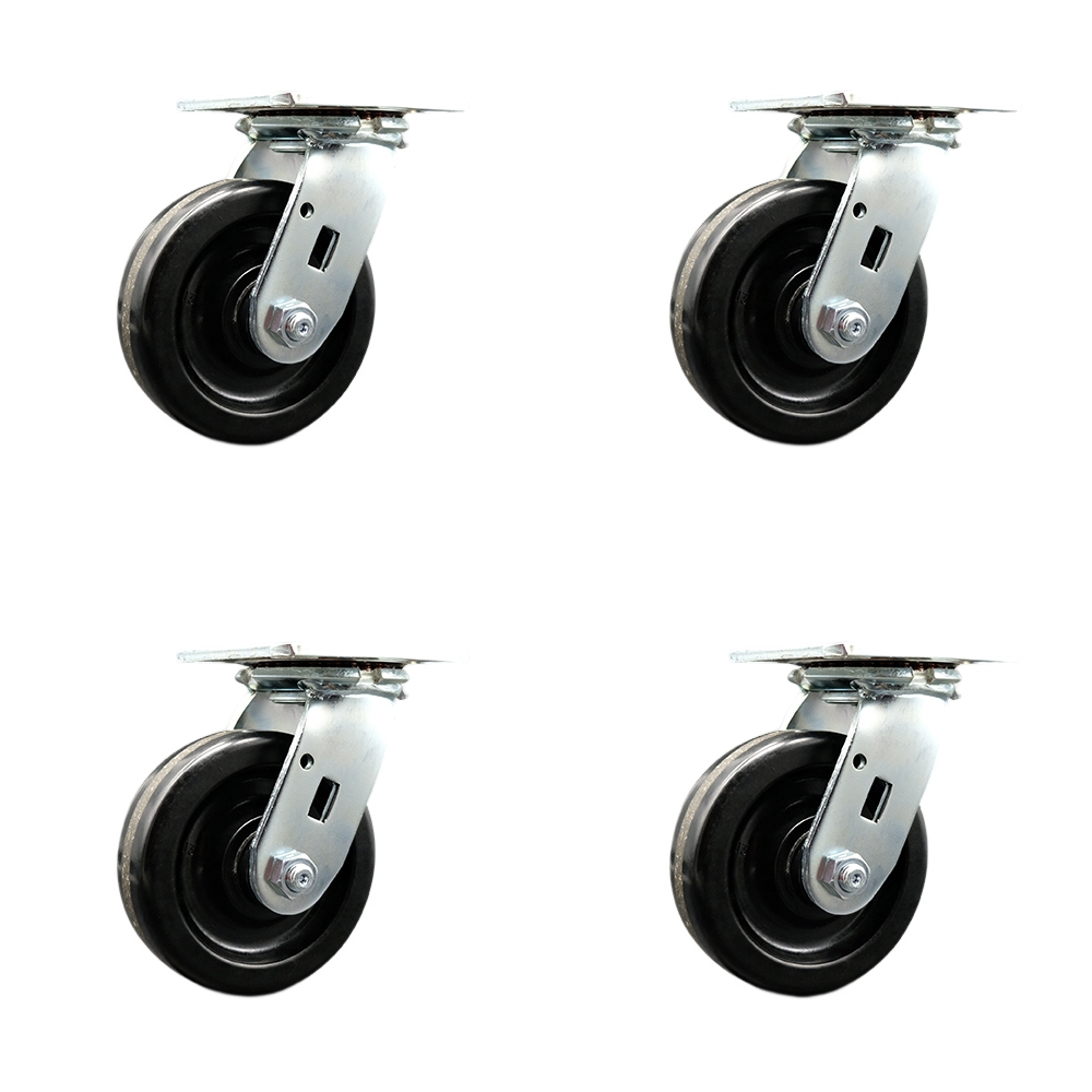 Albion Industries 16TM05101S Replacement Swivel Caster Set of 4 - 5 Inch Black Phenolic Wheels - 600 lbs. Capacity Per Caster - Service Caster Brand — photo 1