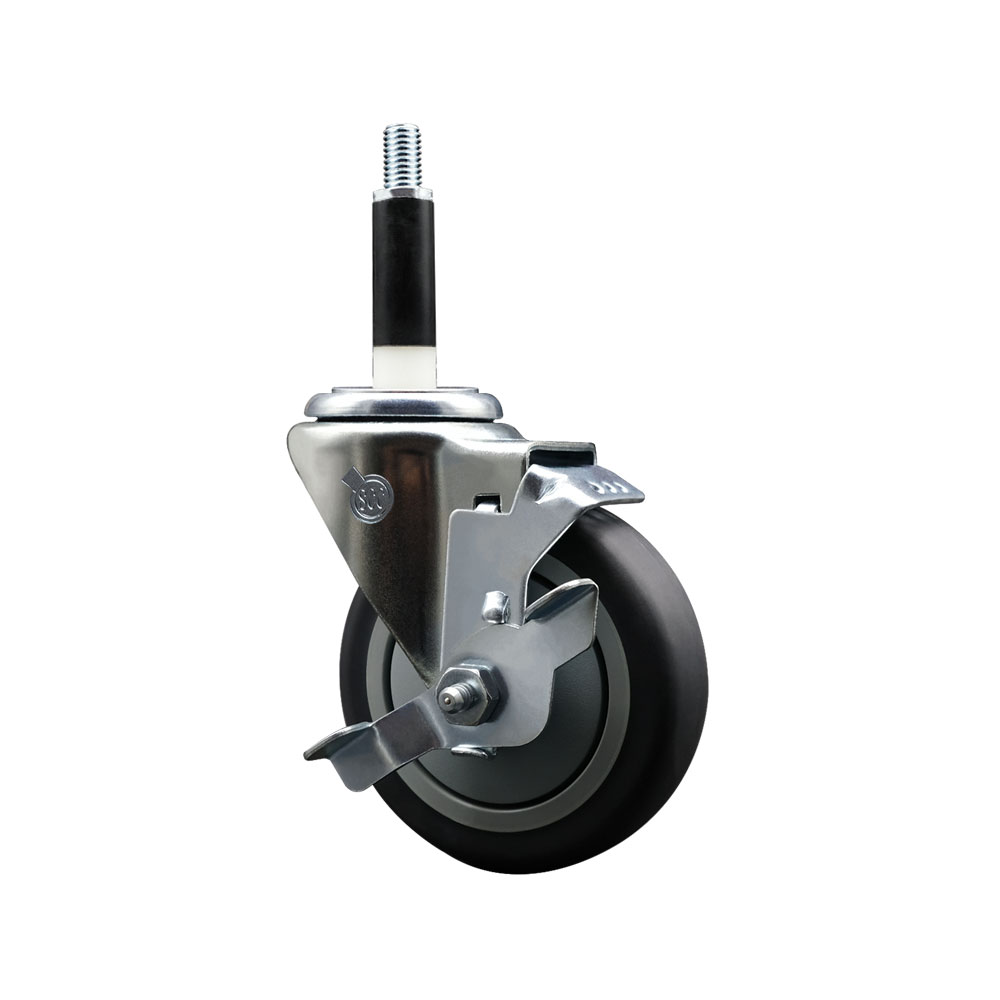 AP263378 263378 AllPoints 4 Inch Swivel Expanding Stem Caster with Brake - Compatible with a Variety of Food Service Applications-Light Duty Replacement-Thermoplastic Rubber Wheel-Service Caster Brand — photo 1
