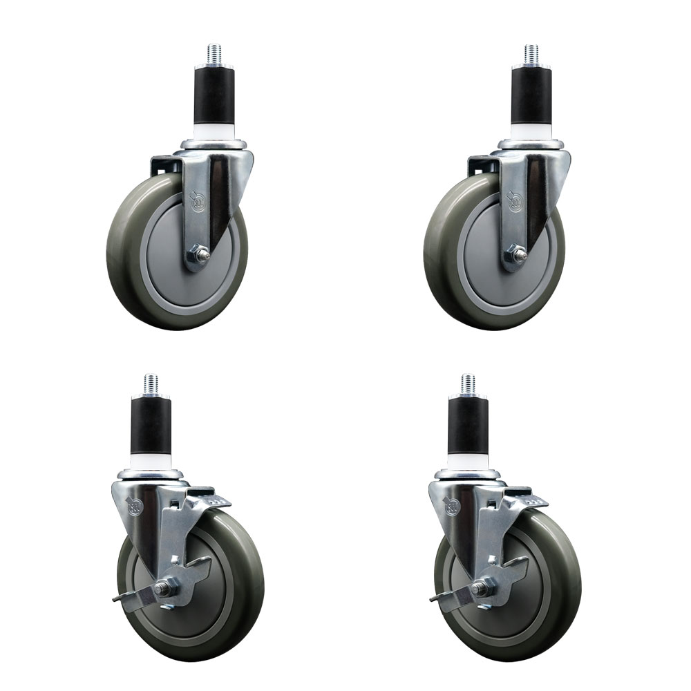 190WTCPK4 Assure Swivel Caster Set - Compatible with Work Tables and Stands -Light Duty Replacement-Gray Polyurethane Wheel-Includes 2 Swivel Casters&2 Swivel Casters with Brakes-Service Caster Brand — photo 1