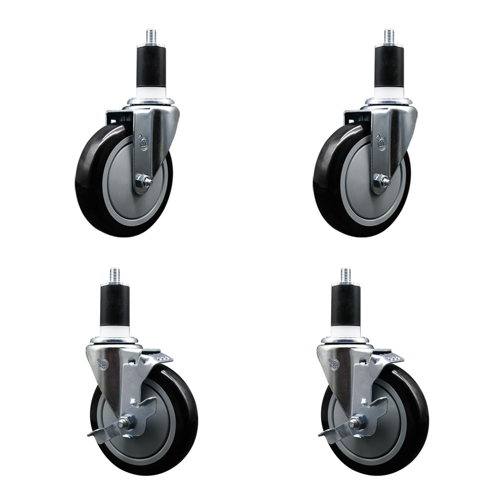 190WTCPK4 Assure Swivel Caster Set - Compatible with Work Tables and Stands -Light Duty Replacement-Black Polyurethane Wheel-Includes 2 Swivel Casters&2 Swivel Casters with Brakes-Service Caster Brand — photo 1