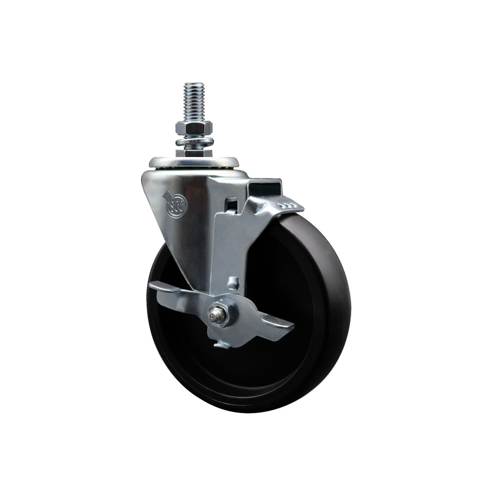 190M72650020 Assure Parts 5 Inch Swivel Threaded Stem Caster with Brake-Fits Turbo Air Models JUF-36-N JUF-48-N MUR-28 MUR-28L MUR-36-Light Duty Replacement-Polyolefin Wheel - Service Caster Brand — photo 1