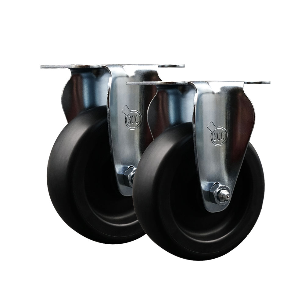 17700901548L Avantco 4 Inch Rigid Caster Set - Compatible with FF40 FF50 FF100 Models - Light Duty Replacement - Polyolefin Wheel – Includes 2 Rigid Casters - Service Caster Brand — photo 1
