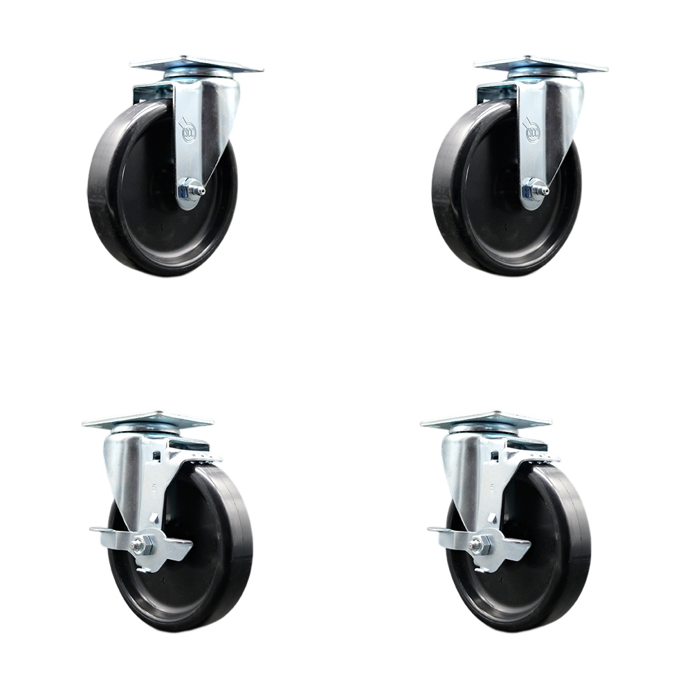 190RR4M Vulcan 5 Inch Swivel Caster Set-Fits Vulcan Models 36C-6BN 36S-36GTN 36S-6BN-Light Duty Replacement-Polyolefin Wheel-Includes 2 Swivel Casters&2 Swivel Casters with Brake-Service Caster Brand