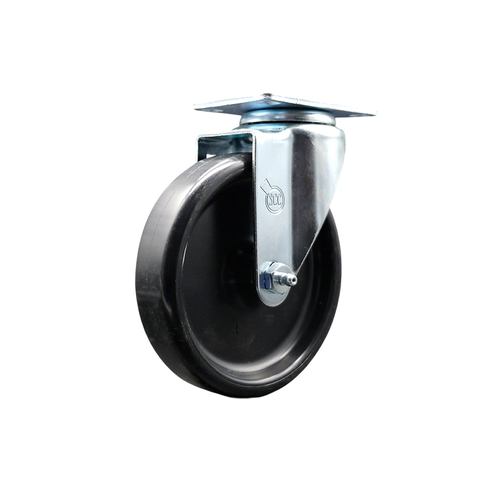 Payson Casters 050-5PJ  Replacement Swivel Caster – 5 Inch Black Polyolefin Wheel – 300 lbs. Per Caster - Service Caster Brand — photo 1