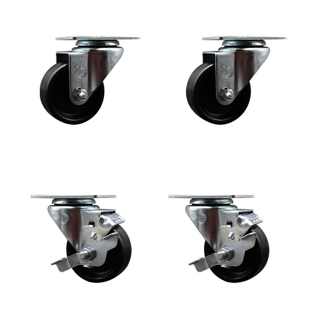 185C28S110A 00C28S110A-- Beverage-Air 3 Inch Swivel Caster Set-Fits Beverage-Air Models GF24L-B-Light Duty Replacement - Includes 2 Swivel Casters & 2 Swivel Casters with Brakes - Service Caster Brand — photo 1