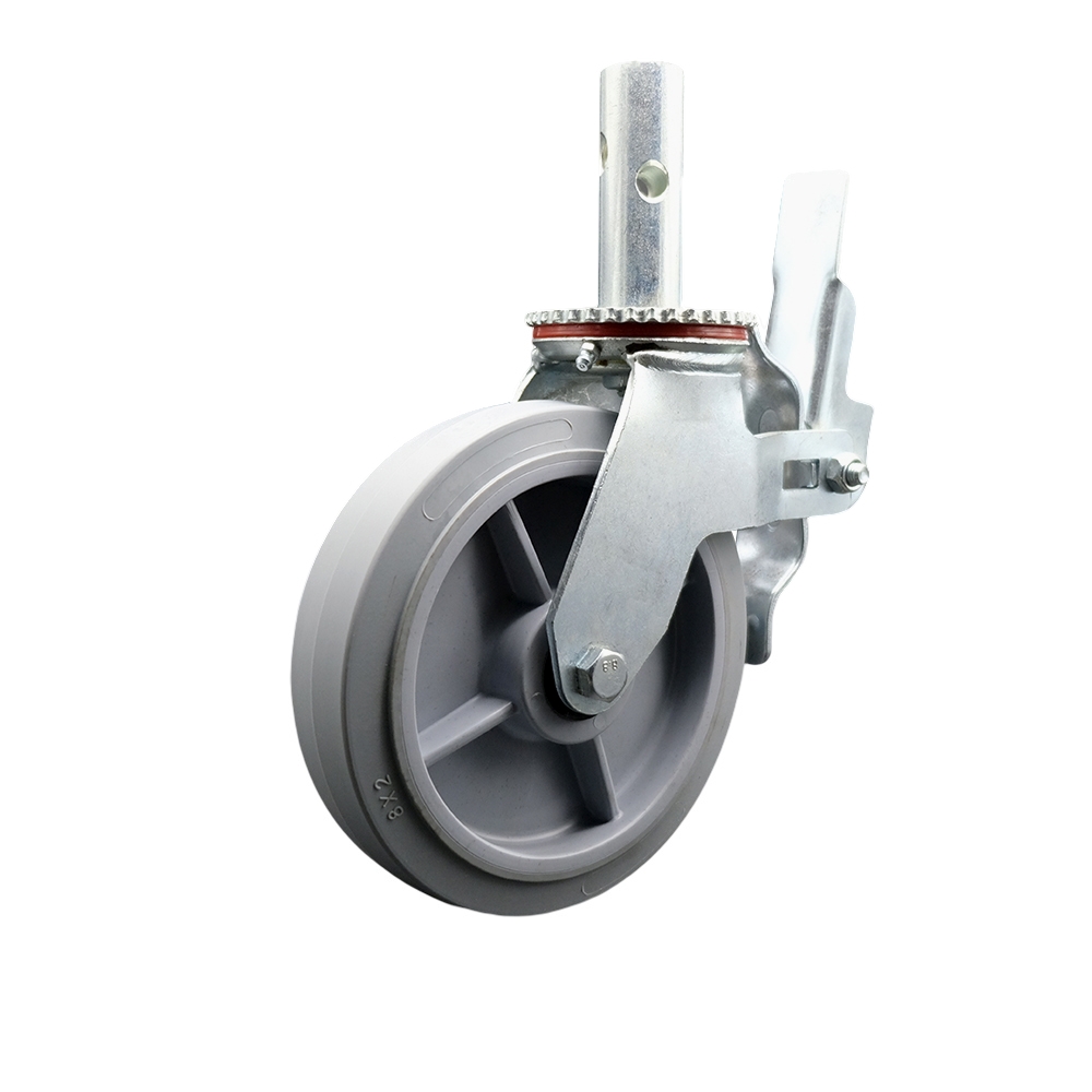 Bil-Jax 0026-952 0026-962 Scaffold Swivel Caster Replacement – 8 Inch Gray Non-Marking Thermoplastic Rubber Wheel – 600 lbs. Capacity Per Caster – Service Caster Brand — photo 1