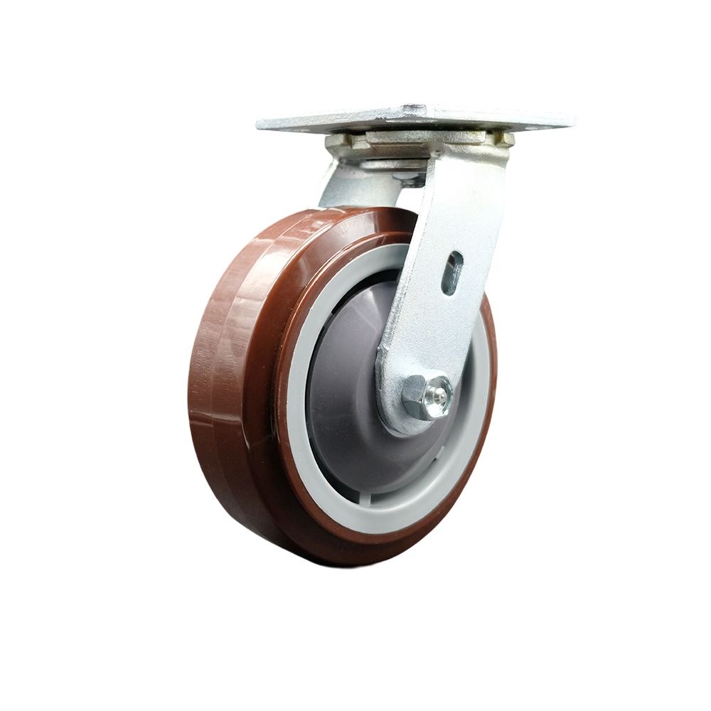 Chemtainer CST60URR  Replacement Swivel Caster – 6 Inch Maroon Polyurethane on Gray Polyolefin Wheel with Plastic Thread Guards – 1,000 lbs. Capacity Per Caster - Service Caster Brand — photo 1
