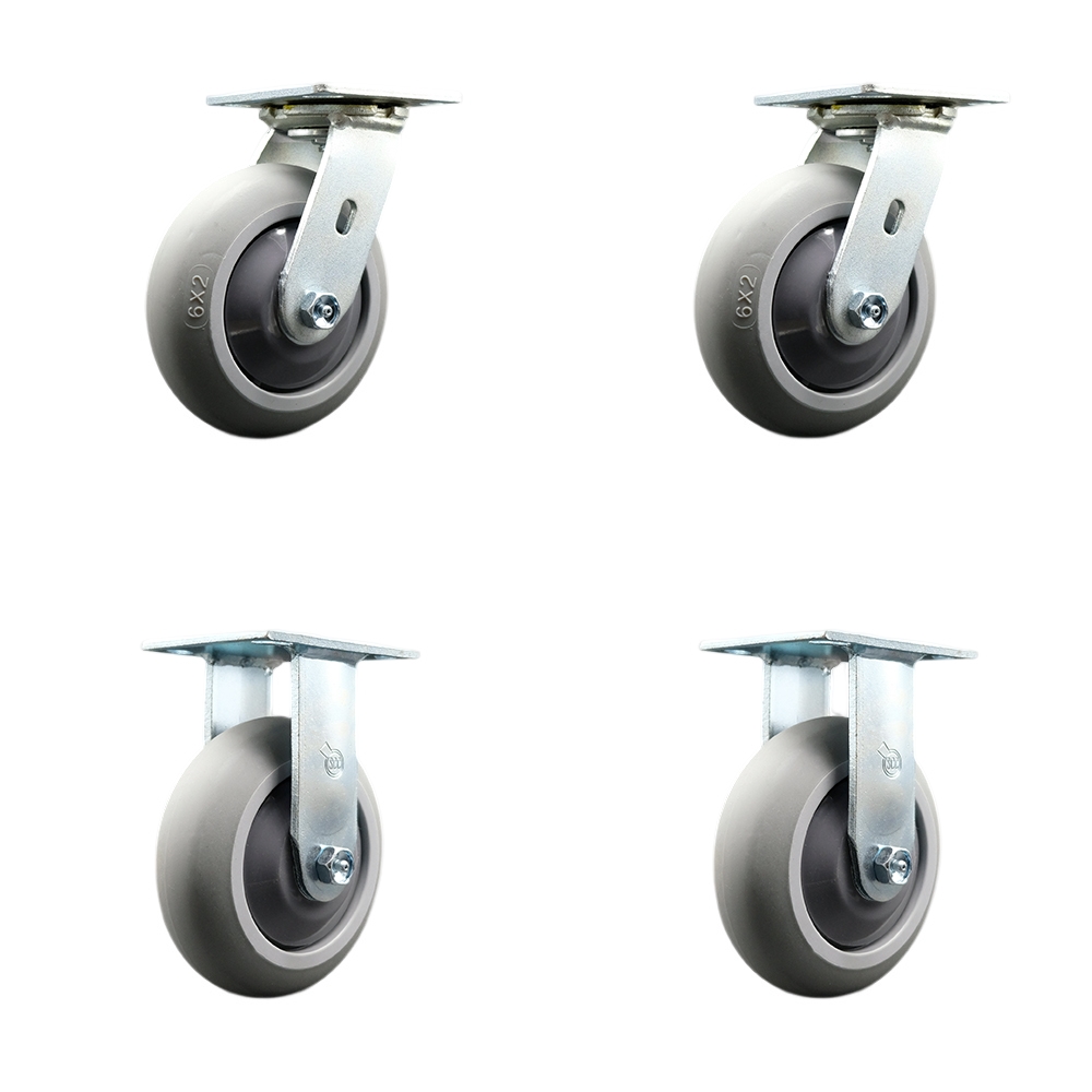 Chemtainer CSJ6RRRS CSJ6RRRR  Replacement Swivel Caster Set 4–6 Inch Thermoplastic Rubber Donut Tread Wheels with Plastic Thread Guards–500 lbs. Capacity Per Caster-Service Caster Brand — photo 1