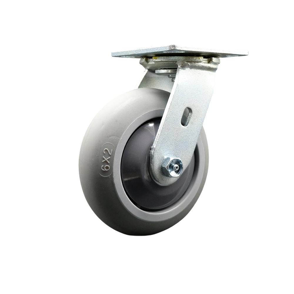 Chemtainer CSJ6RRRS Replacement Swivel Caster – 6 Inch Gray Thermoplastic Rubber Donut Tread Wheel with Plastic Thread Guards – 500 lbs. Capacity Per Caster - Service Caster Brand — photo 1