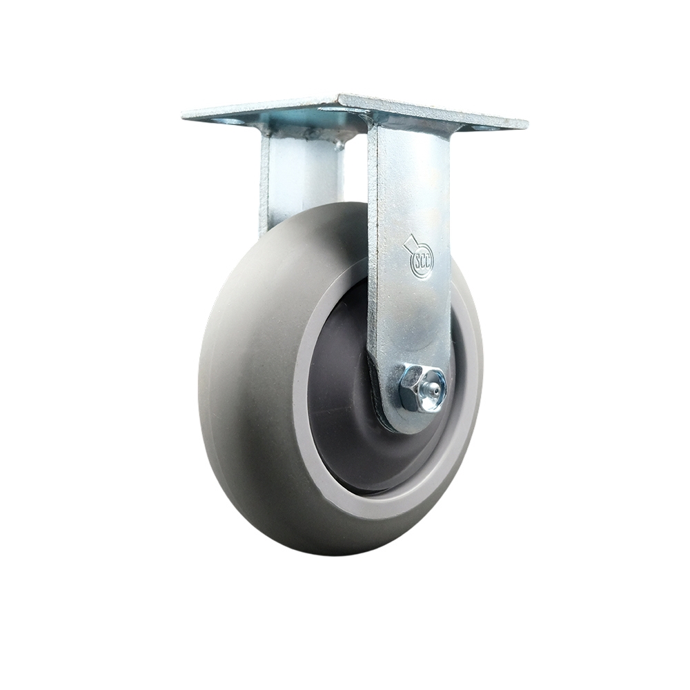 Chemtainer CSJ6RRRR Replacement Rigid Caster – 6 Inch Gray Thermoplastic Rubber Donut Tread Wheel with Plastic Thread Guards – 500 lbs. Capacity Per Caster - Service Caster Brand — photo 1