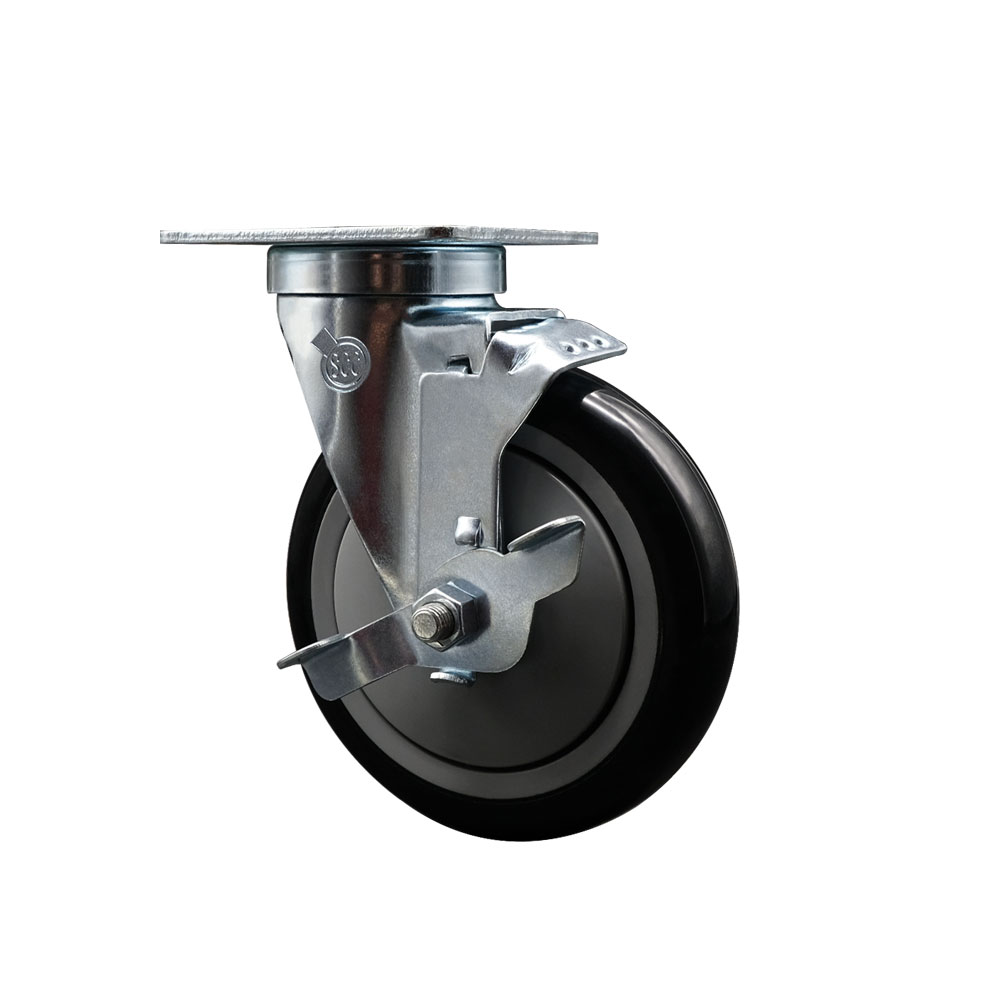 359120-1100 Cooking Performance Group 5 Inch Swivel Caster with Brake - Fits Cooking Performance Group Models 24-CPGV-4B-S20 24CBLSBNL - Light Duty Replacement- Black Poly Wheel - Service Caster Brand — photo 1