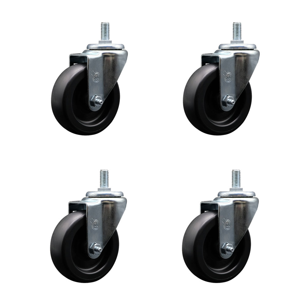 Service Caster Brand Replacement Set for GoJak Casters - Swivel 1/2 Inch Threaded Stem Casters with 4 Inch Polyolefin Wheel - Includes 4 Swivel - Fits GoJak Dolly Models 5000 5211 5400 — photo 1