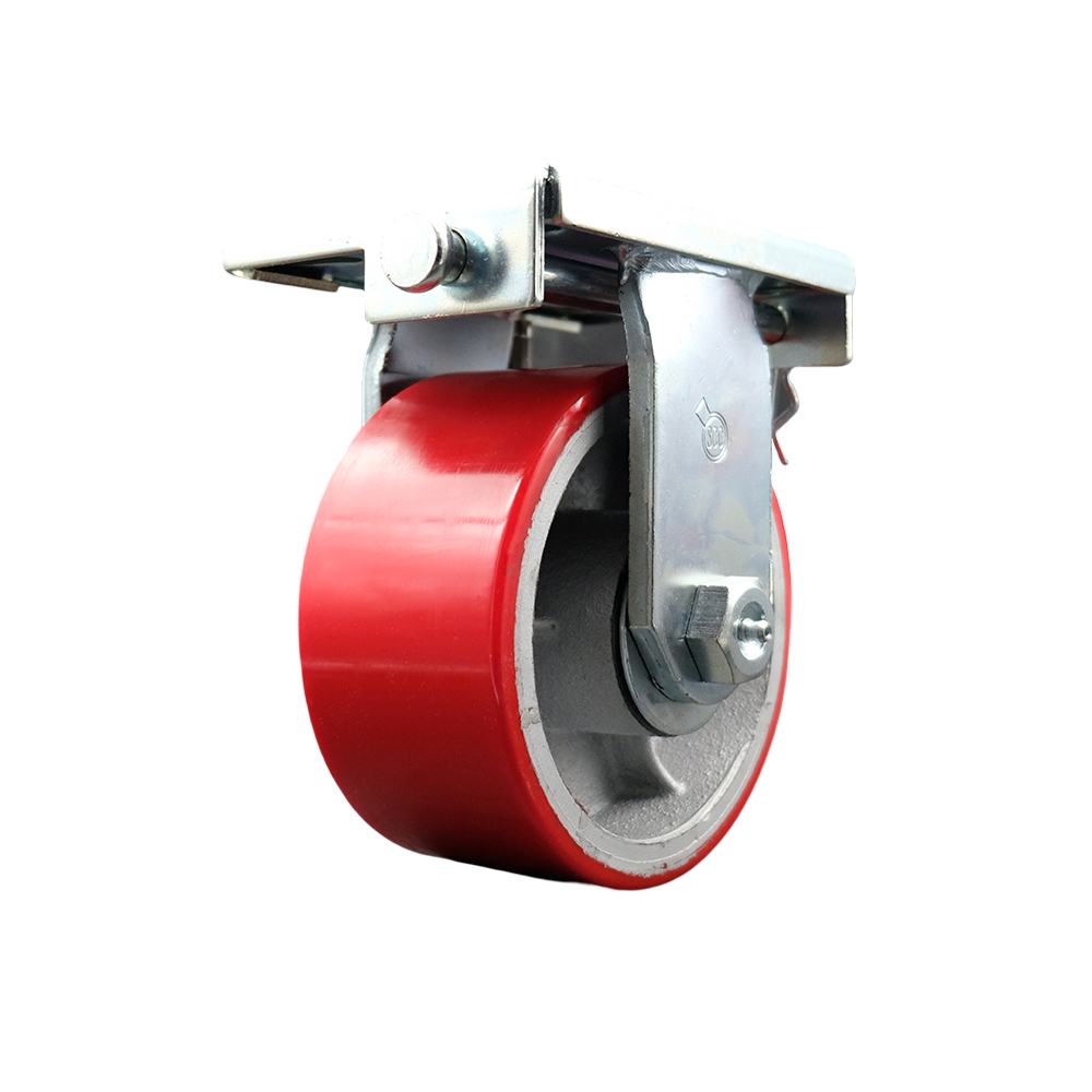 Go Mini's Moving and Portable Storage Container Rigid Caster with Caster Pad – 6 Inch Red Poly on Cast Iron Wheel -  Replacement Caster - Service Caster Brand — photo 1