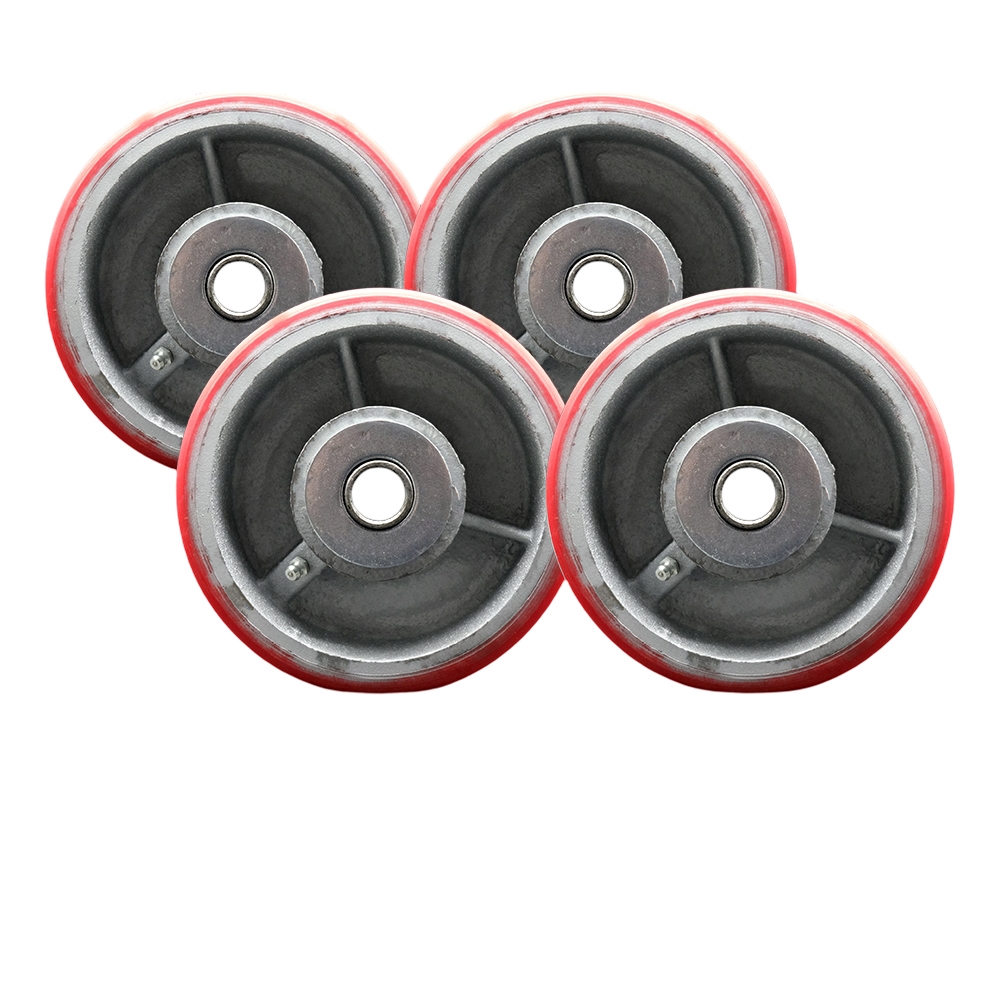Go Mini's Moving and Portable Storage Container Replacement Wheel Set – 6 Inch Red Polyurethane on Cast Iron Wheel – Set of 4 - Service Caster Brand — photo 1