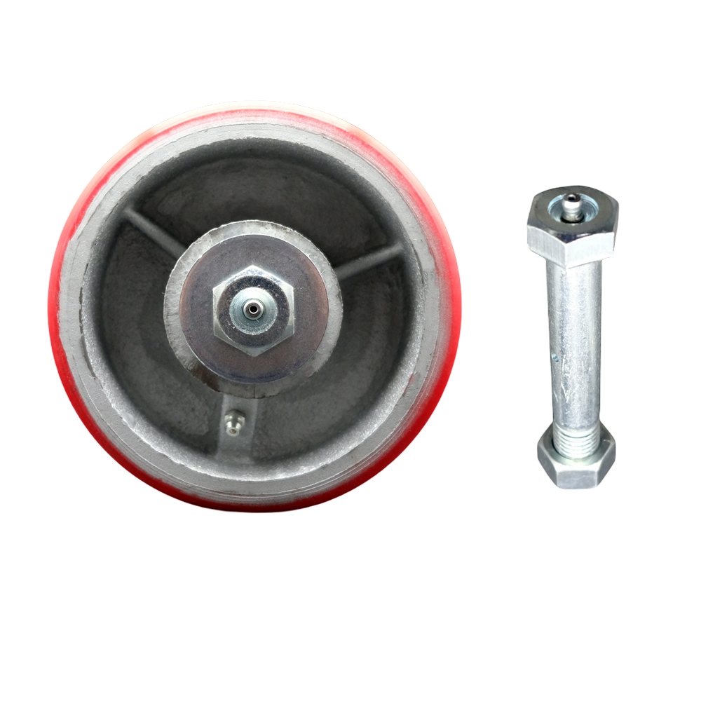 Go Mini's Moving and Portable Storage Container Replacement Wheel – 6 Inch Red Polyurethane on Cast Iron Wheel with Zerk Axle Nut - Service Caster Brand — photo 1