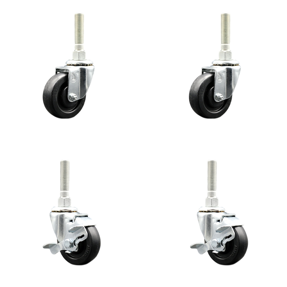 Henny Penny 03007 HP17630 HP17629 – Replacement Threaded Stem Swivel Caster Set of 4 – 3 Inch Black Polyolefin Wheels – Service Caster Brand — photo 1