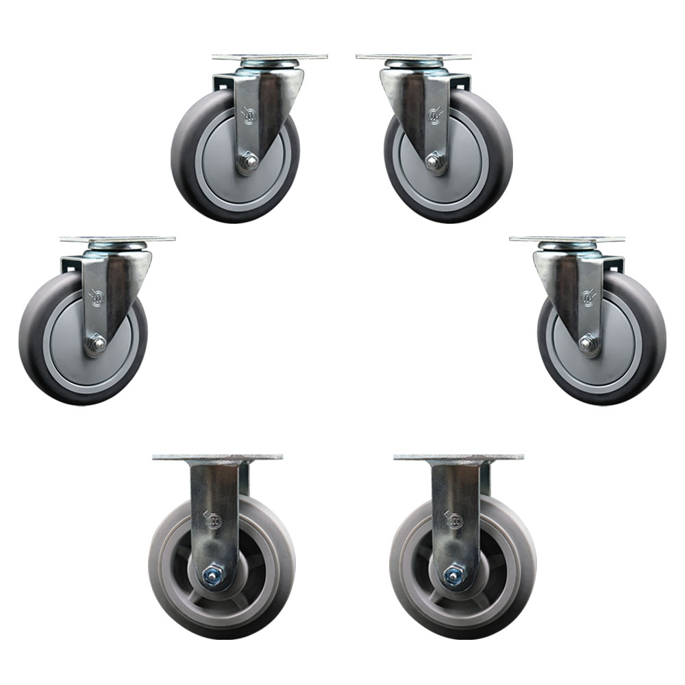 Service Caster Brand Replacement Caster Set for Magliner U Boat Casters 130067 130063 – Heavy Duty Replacement – Thermoplastic Rubber Wheels – Includes 4 Swivel Casters & 2 Rigid Casters — photo 1
