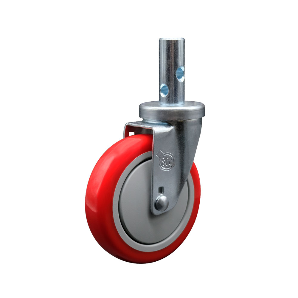 Service Caster Brand Replacement Caster for Magliner Platform Truck and Hand Truck Caster 131040 - Swivel Round Stem Caster with 5" Red Polyurethane Wheel - 1” x 2-1/2” Stem — photo 1