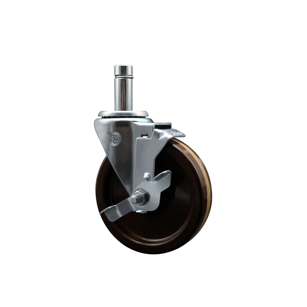 4615MHTPB 5MHTPB Metro 5 Inch Swivel Grip Ring Stem Caster with Brake - Fits Metro Models 33UPS-SW 54UPS-SW 63UPS-SW - Light Duty Replacement - High Temperature Phenolic Wheel - Service Caster Brand — photo 1