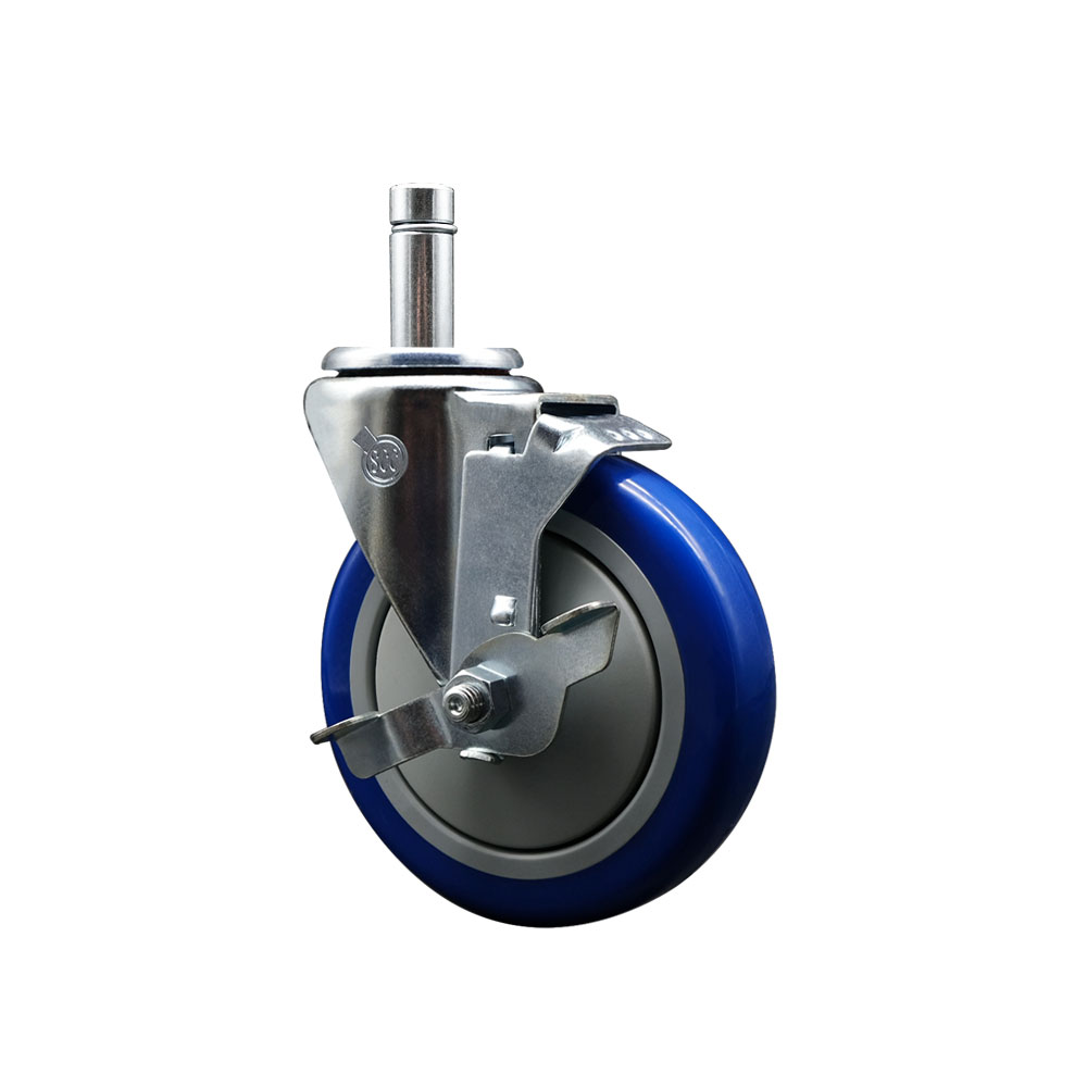4615MPBX 5MPBX Metro 5 Inch Swivel Caster with Brake - Fits MetroMax Shelving Units - Light Duty Replacement - Blue Polyurethane Wheel - Service Caster Brand — photo 1
