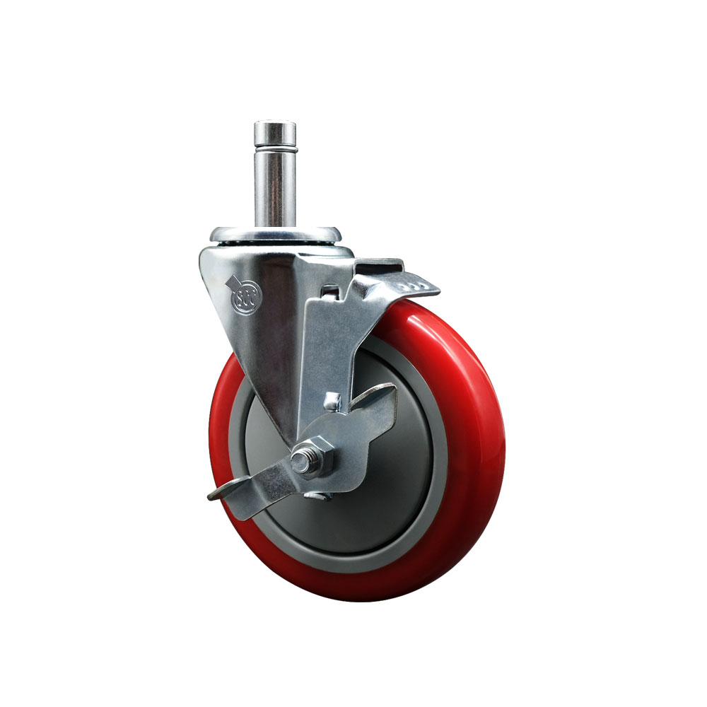 4615MPBX 5MPBX Metro 5 Inch Swivel Caster with Brake - Fits MetroMax Shelving Units - Light Duty Replacement - Red Polyurethane Wheel - Service Caster Brand — photo 1
