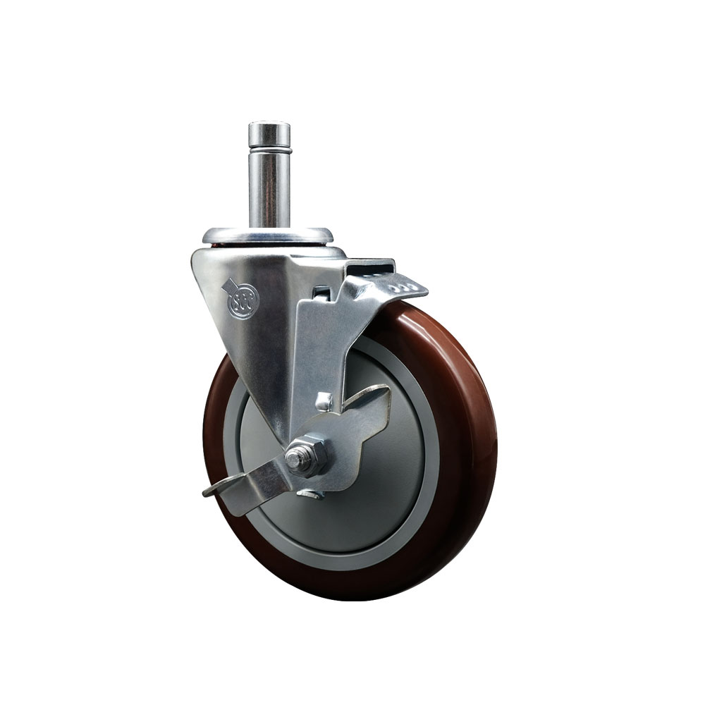 4605MPBX Regency 5 Inch Swivel Caster with Brake - Fits Regency Models 460BSCRT1836 460BSCRT1848 460BSCRT2436 460BSCRT2448 - Light Duty Replacement - Maroon Polyurethane Wheel - Service Caster Brand — photo 1