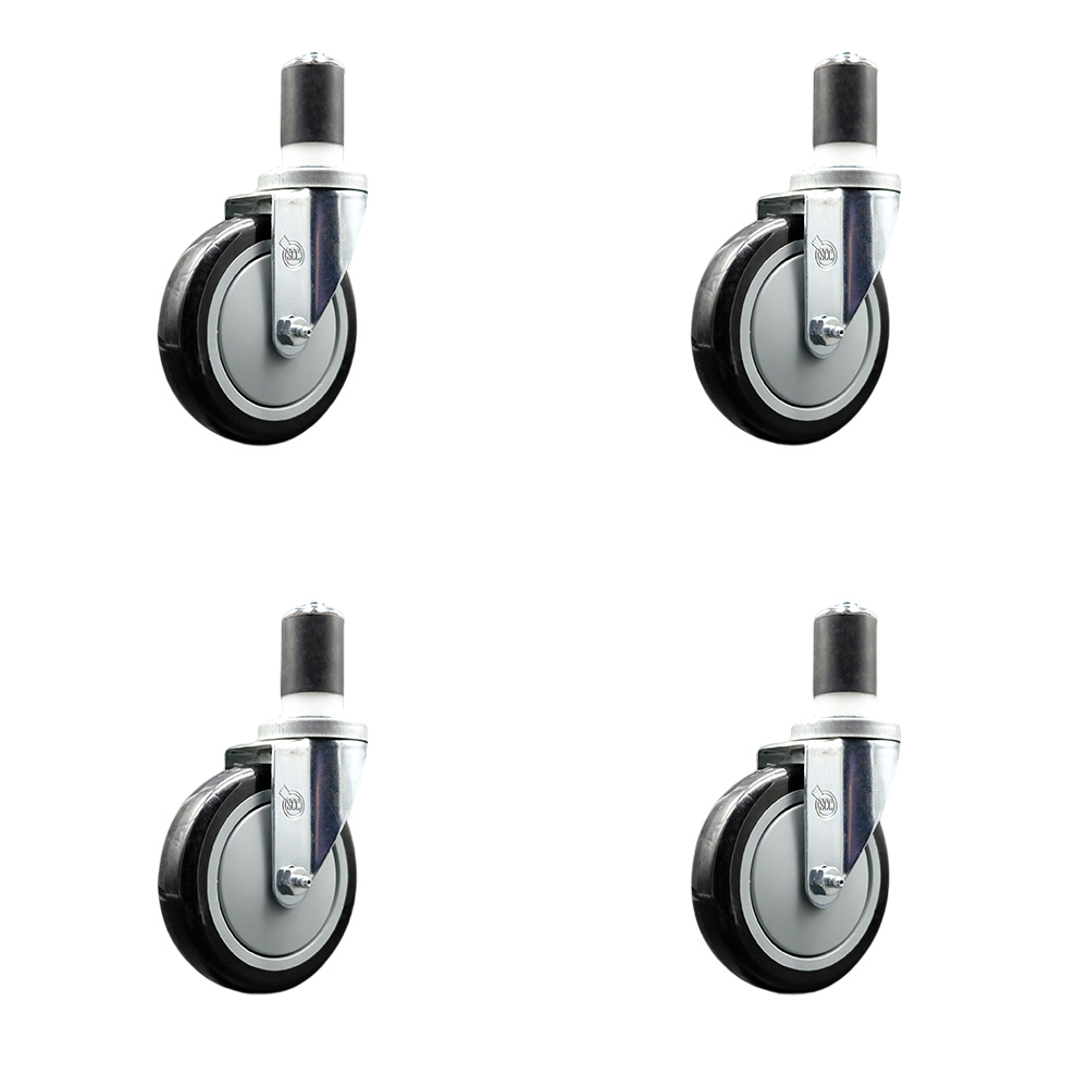 Regency Work Table and Equipment Stand Replacement Caster Set – 5 Inch Black Polyurethane Wheel - 4 Swivel Casters - Set of 4 - Service Caster Brand — photo 1