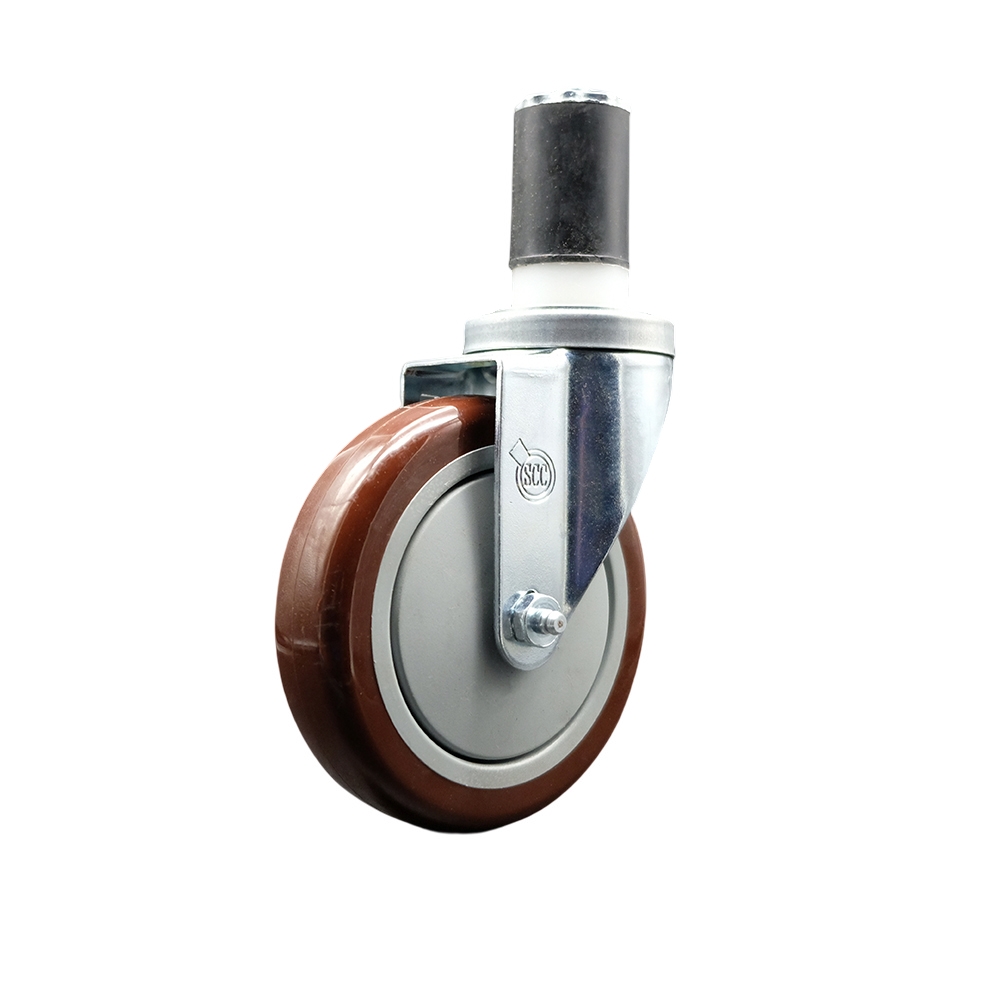 190STCASTNB Assure 5 Inch Swivel Caster - Compatible with Work Tables and Equipment Stands - Light Duty Replacement - Maroon Polyurethane Wheel - Service Caster Brand — photo 1