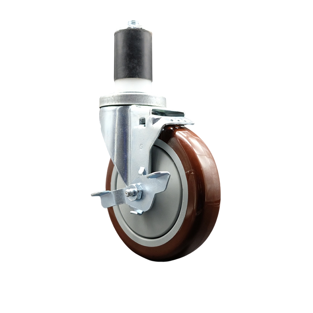 Regency Work Table and Equipment Stand Replacement Locking Caster – 5 inch Maroon Polyurethane Wheel - Service Caster Brand — photo 1
