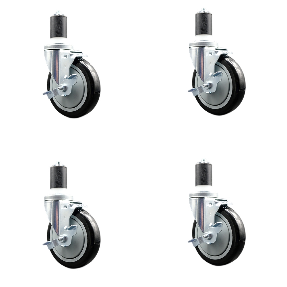 Regency Work Table and Equipment Stand Replacement Locking Caster Set – 5 Inch Black Polyurethane Wheel - 4 Swivel Casters - Set of 4 - Service Caster Brand — photo 1