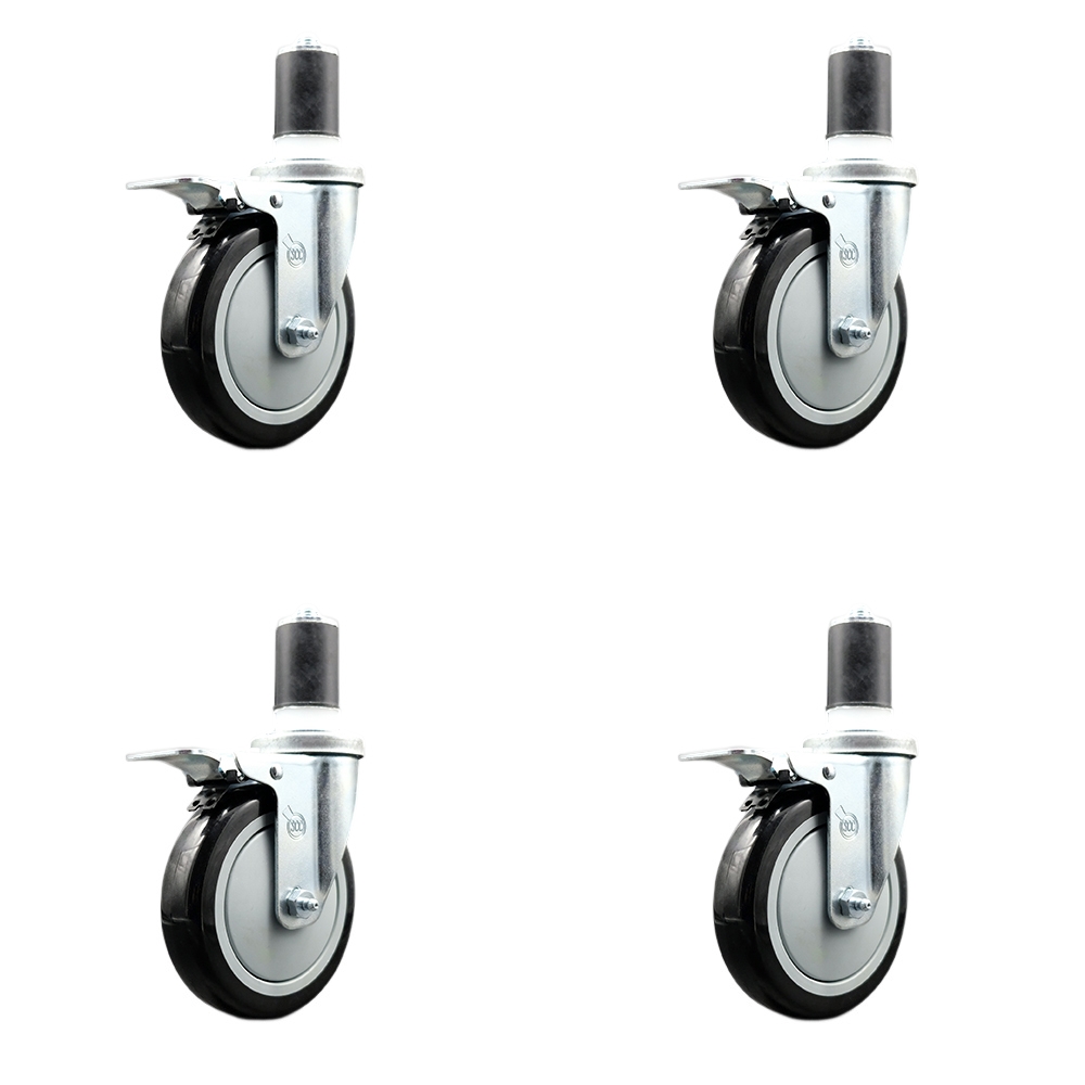 Regency Work Table and Equipment Stand Replacement Total Locking Caster Set – 5 Inch Black Polyurethane Wheel - 4 Swivel Casters - Set of 4 - Service Caster Brand — photo 1