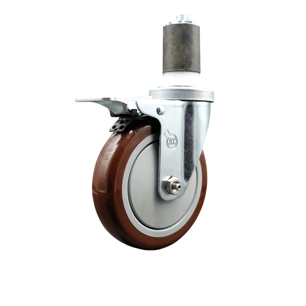 Regency Work Table and Equipment Stand Replacement Total Locking Caster - 5" Maroon Polyurethane Wheel - Service Caster Brand — photo 1