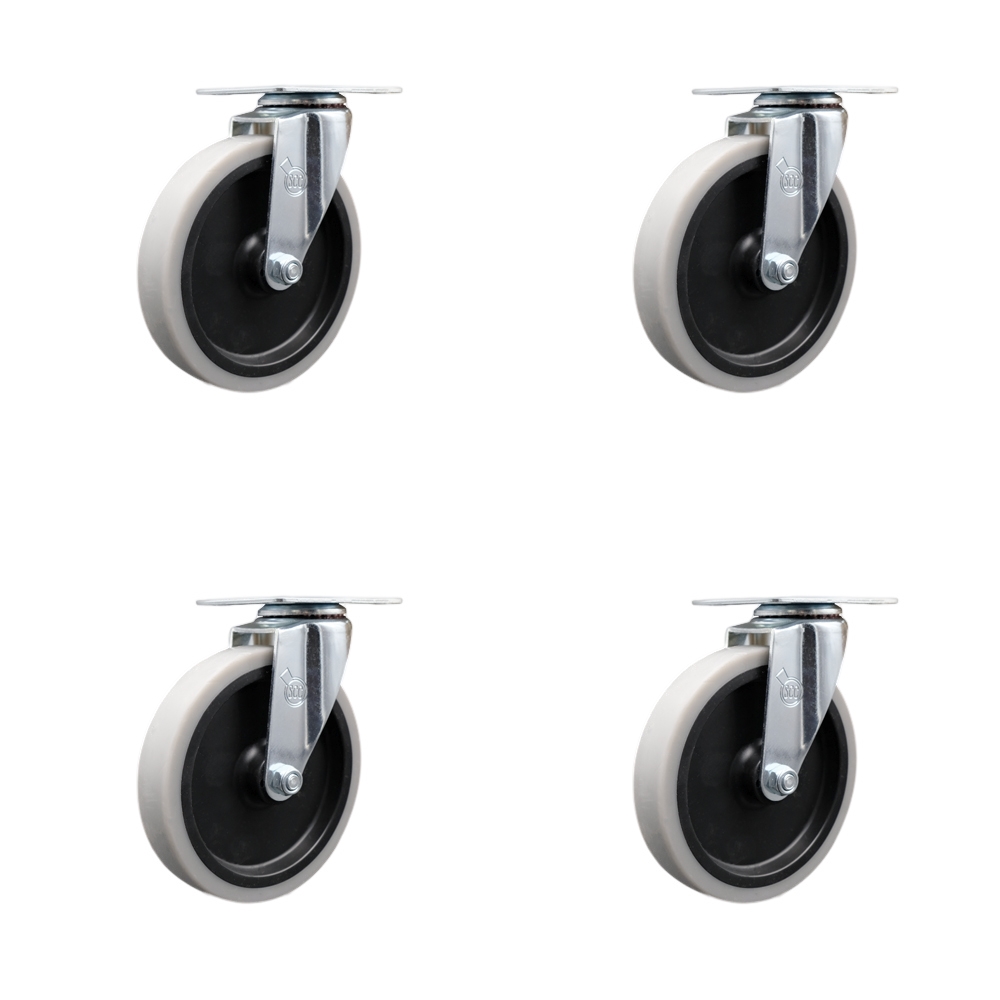 Service Caster Brand - 5 Inch Cart Casters - Fits Rubbermaid 4400 Series 4500 Series - Non-Marking Wheel - Includes 4 Swivel Casters - Set of 4 — photo 1