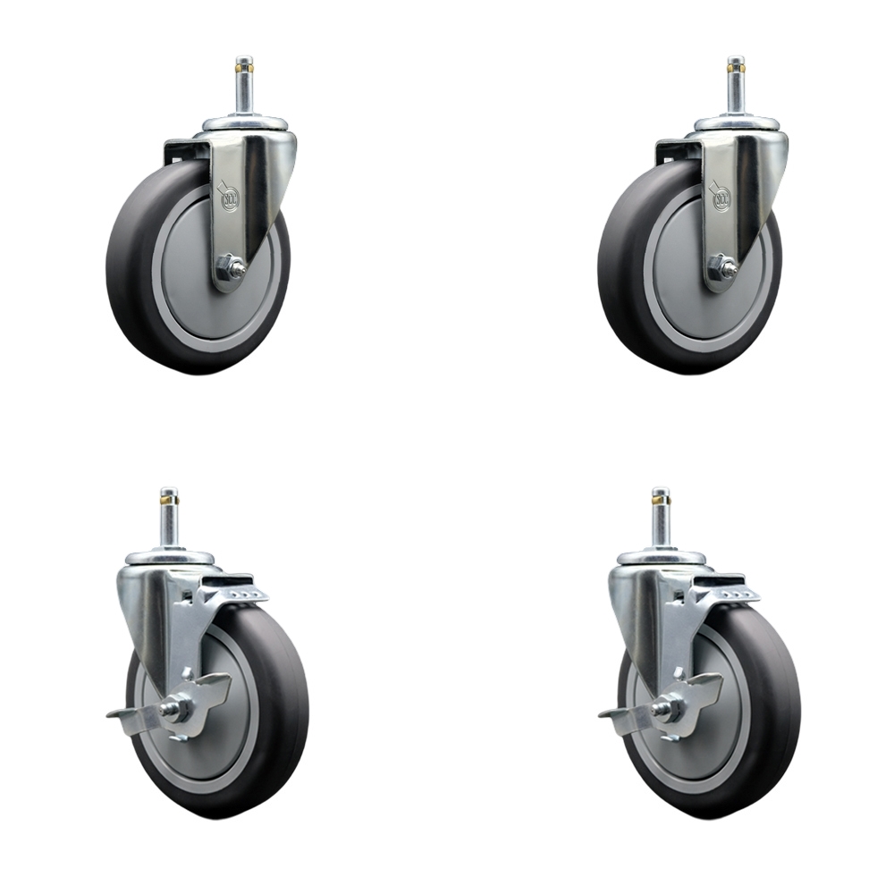 9T36L5 FG9T36L50000 Rubbermaid Mobile Shelf Truck 5 Inch Replacement Caster Kit - Fits Rubbermaid Mobile Shelf Truck - 2 Swivel Casters and 2 Swivel Casters with Brakes - Service Caster Brand — photo 1