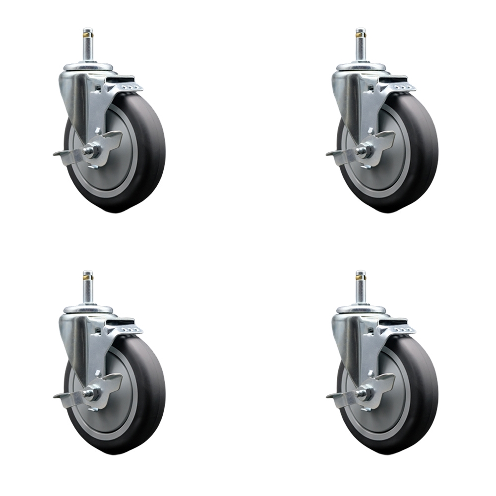 Rubbermaid Mobile Shelf Truck 5 Inch Replacement Caster Set - Fits Rubbermaid Mobile Shelf Truck FG9T4200BLA FG9T4300BLA and FG9T4400BLA - 4 Swivel Casters with Brakes - Service Caster Brand — photo 1