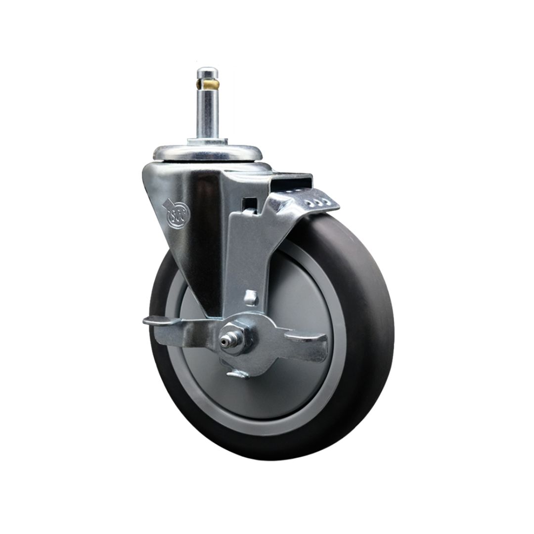 Rubbermaid Mobile Shelf Truck 5 Inch Replacement Swivel Caster with Brake - Fits Rubbermaid Mobile Shelf Truck FG9T4200BLA FG9T4300BLA and FG9T4400BLA - Service Caster Brand — photo 1