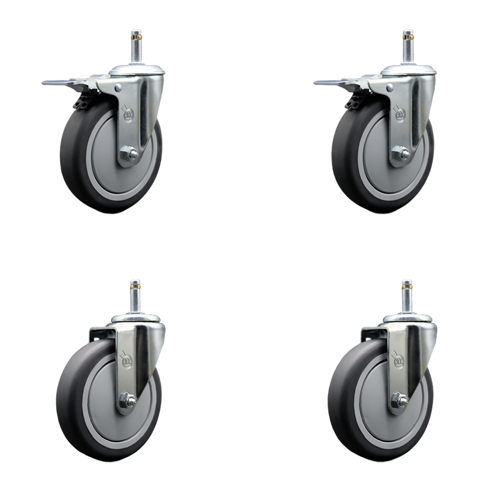 Rubbermaid Mobile Shelf Truck 5 Inch Replacement Caster Set - Fits Rubbermaid Mobile Shelf Truck - 2 Swivel Casters with Total Lock Brakes and 2 Swivel Casters - Service Caster Brand — photo 1