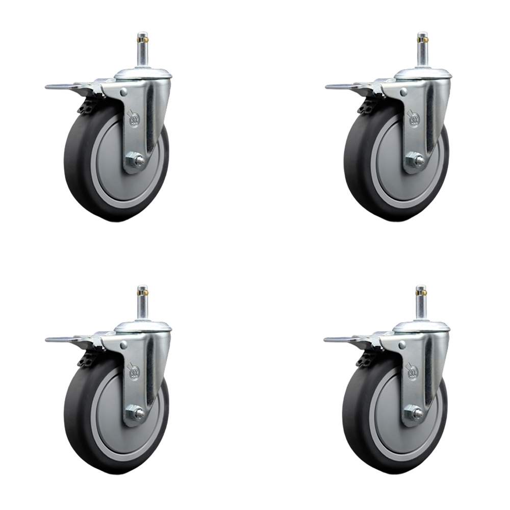 Rubbermaid Mobile Shelf Truck 5 Inch Replacement Caster Set - Fits Rubbermaid Mobile Shelf Truck - 4 Swivel Casters with Total Lock Brakes - Service Caster Brand — photo 1