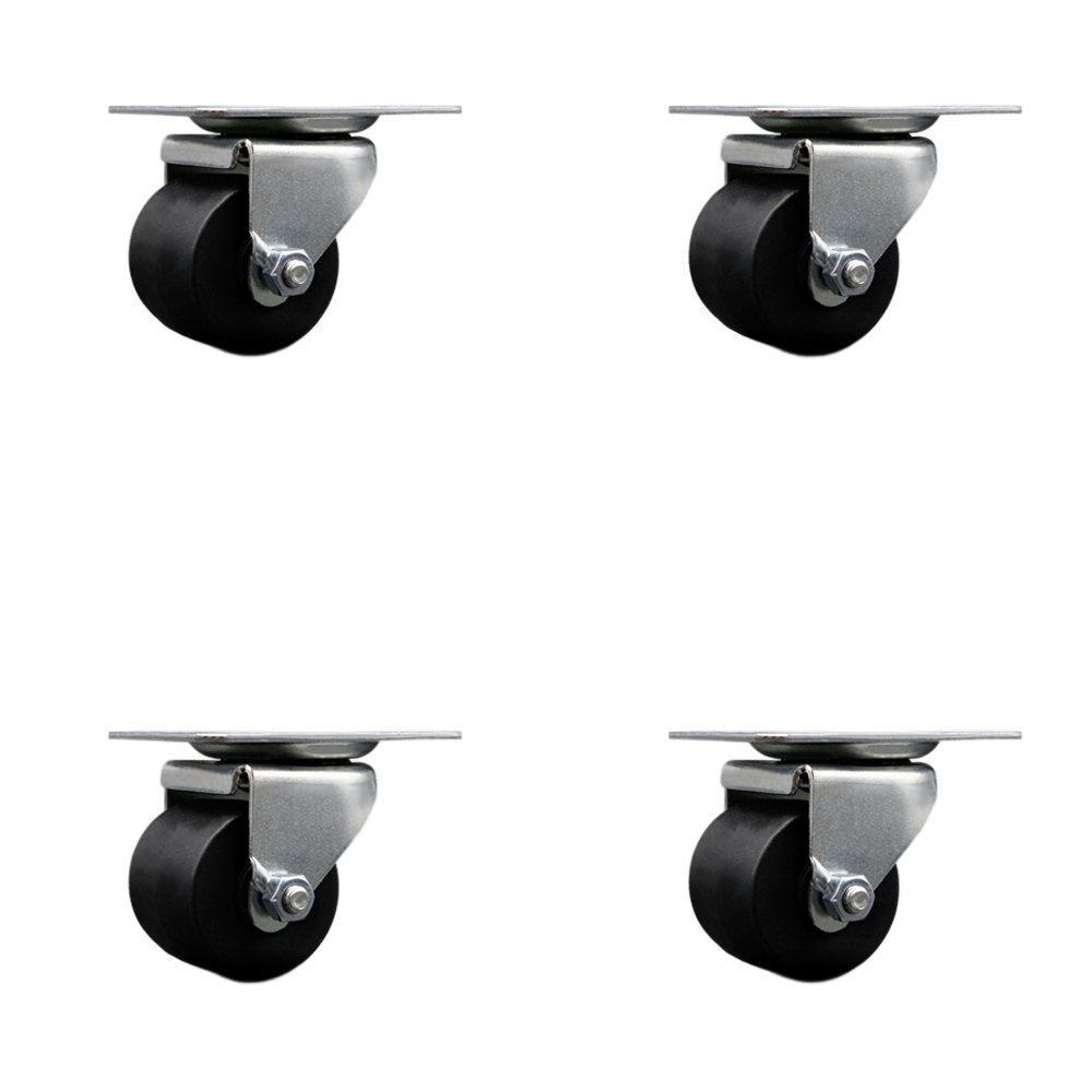 Low Profile Swivel Top Plate Caster Set - 2 Inch by 1-13/16 Inch Polyolefin Wheel - 1,200 lbs. Total Capacity - Includes 4 Swivel Casters - Service Caster Brand — photo 1