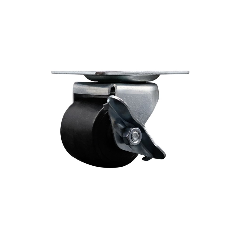 Low Profile Swivel Top Plate Caster with Brake - 2 Inch by 1-13/16 Inch Polyolefin Wheel - 300 lbs. Capacity Per Caster - Service Caster Brand — photo 1