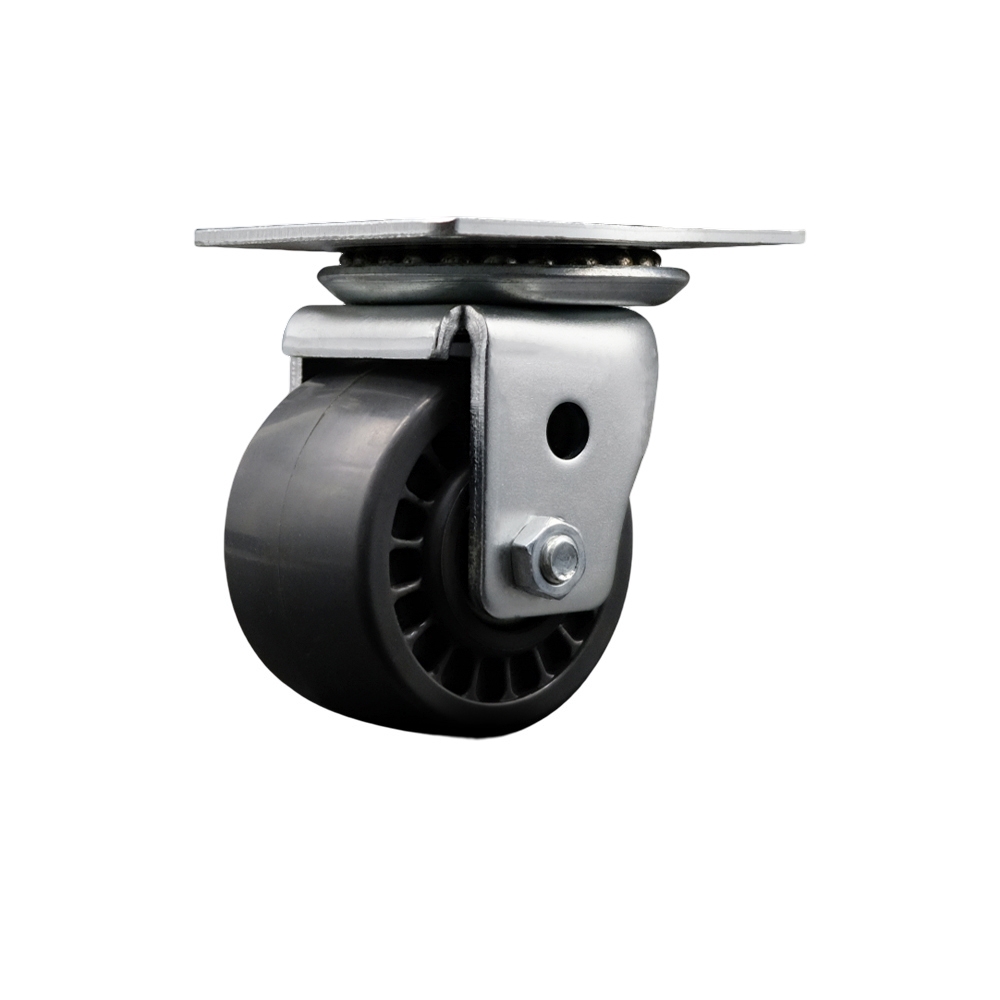 Low Profile Business Machine Swivel Top Plate Caster - 3 Inch by 1-13/16 Inch Solid Polyurethane Wheel - Roller Bearing - 700 lbs. Capacity Per Caster - Service Caster Brand — photo 1