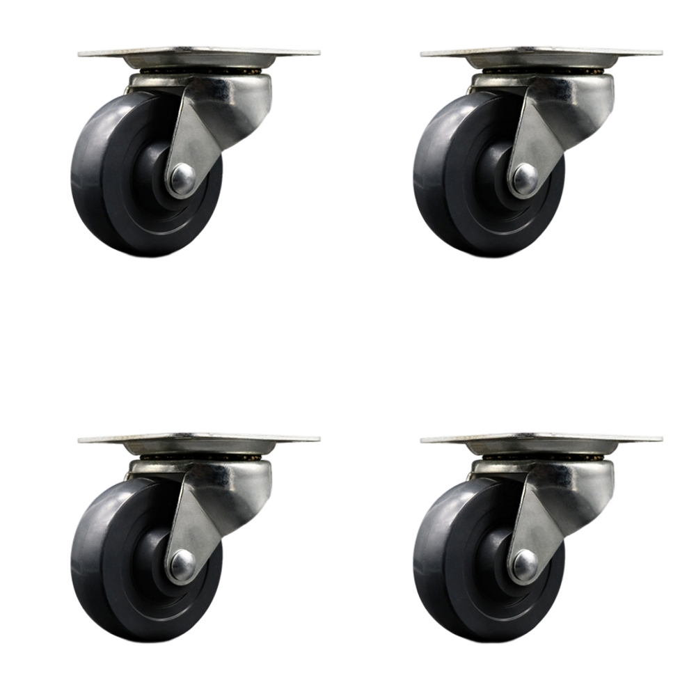 General Duty Dolly Swivel Top Plate Caster Set - 4 Inch by 1-3/8 Inch Hard Rubber Wheel - 1,200 lbs. Total Capacity - Service Caster Brand — photo 1