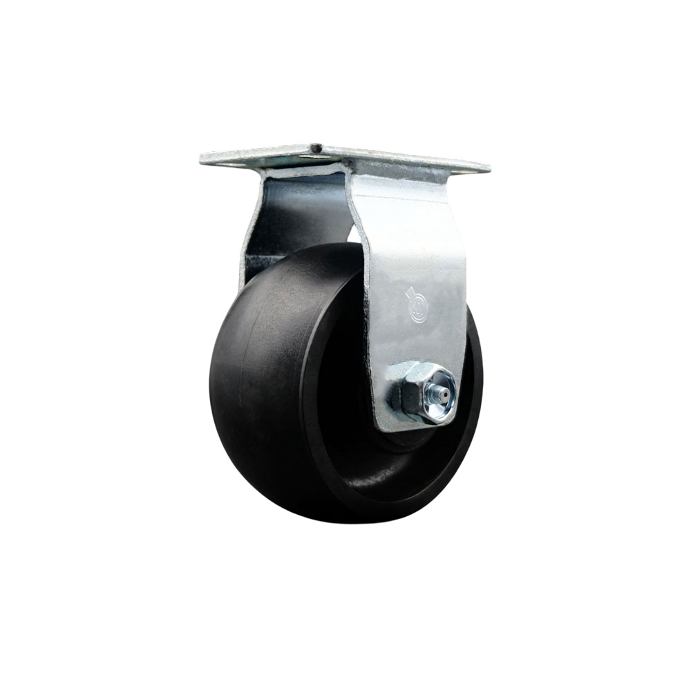Rigid Top Plate Caster – Black 4 Inch by 2 Inch Glass Filled Nylon Wheel – Roller Bearing – 450 lbs. Capacity Per Caster – Service Caster Brand — photo 1