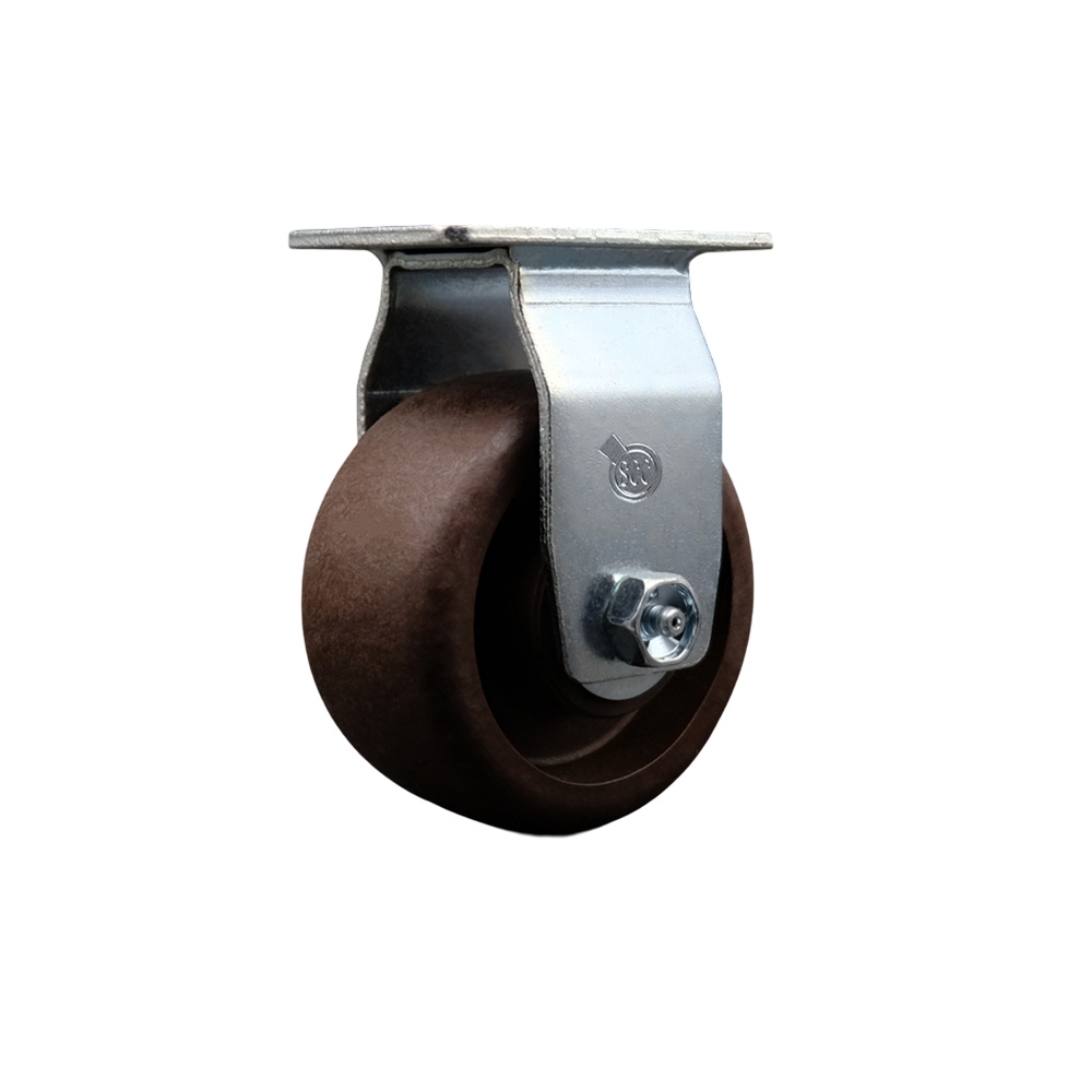 Rigid Top Plate Caster – Brown 4 Inch by 2 Inch High Temperature Glass Filled Nylon Wheel – Bronze Bearing – 450 lbs. Capacity Per Caster – Service Caster Brand — photo 1