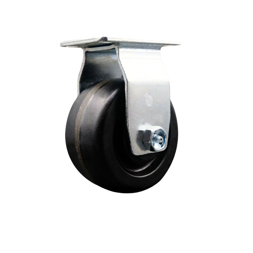 Rigid Top Plate Caster – Black 4 Inch by 2 Inch Phenolic Wheel – Roller Bearing – 450 lbs. Capacity Per Caster – Service Caster Brand — photo 1