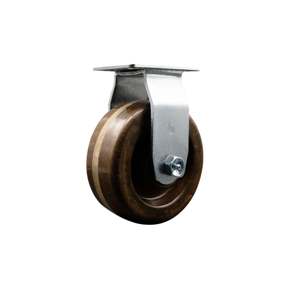 Rigid Top Plate Caster – Black 4 Inch by 2 Inch High Temperature Phenolic Wheel – Bronze Bearing – 450 lbs. Capacity Per Caster – Service Caster Brand — photo 1