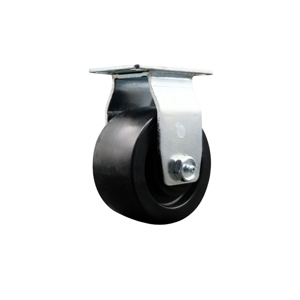 Rigid Top Plate Caster – Black 4 Inch by 2 Inch Polyolefin Wheel – Ball Bearing – 450 lbs. Capacity Per Caster – Service Caster Brand — photo 1