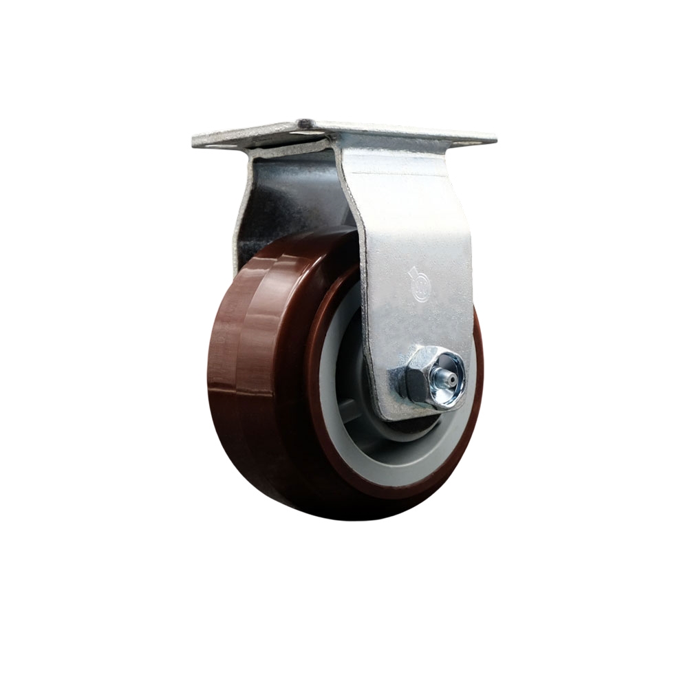 Rigid Top Plate Caster – Maroon 4 Inch by 2 Inch Polyurethane on Polyolefin Wheel – Ball Bearing – 450 lbs. Capacity Per Caster – Service Caster Brand — photo 1